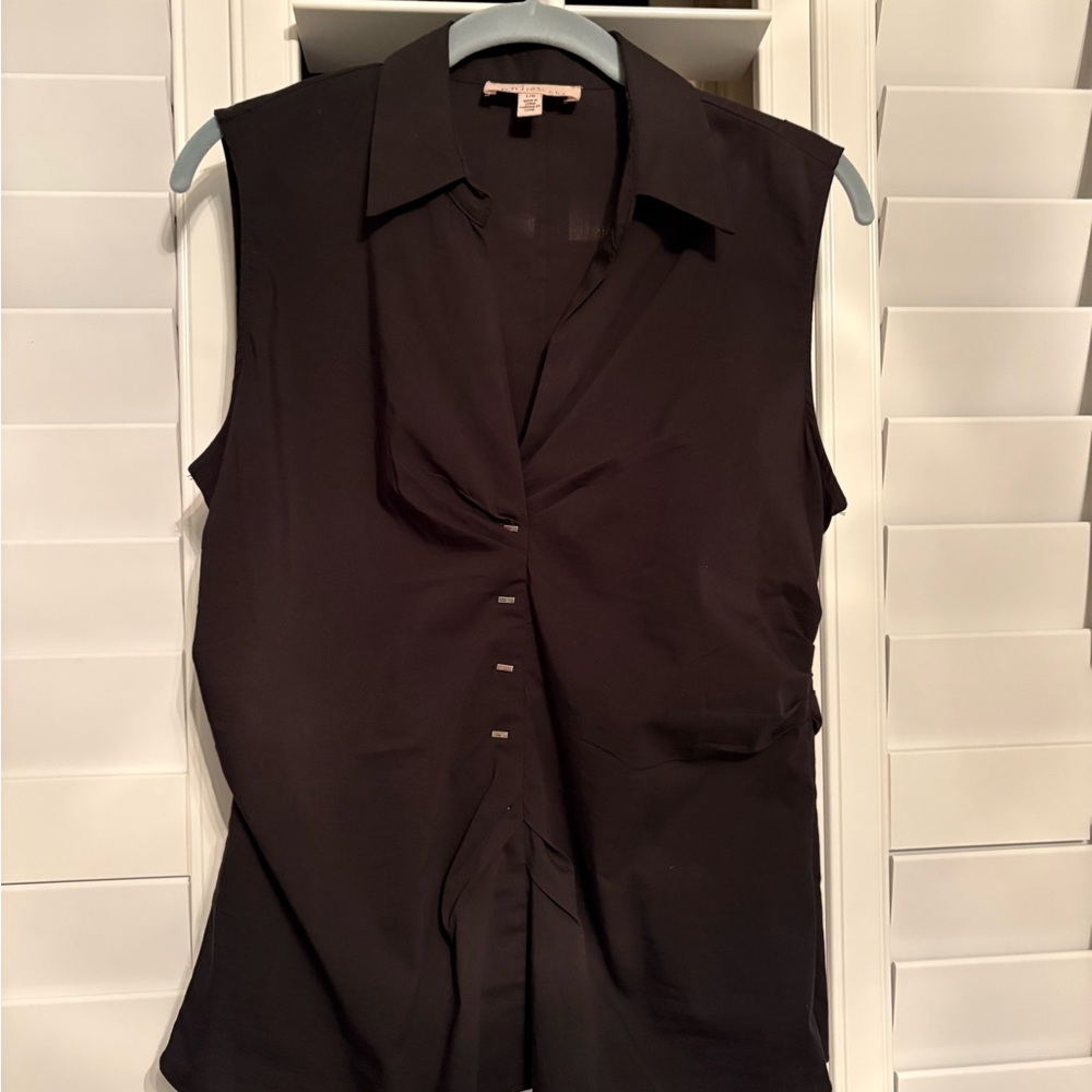 Philosophy sleeveless, fitted, Rutched stretch Blouse sz Large * Sophisticated!